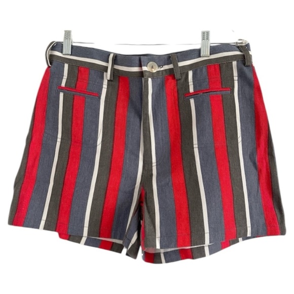 Saint Geraldine Pants - SAINT GERALDINE (NWT) Women’s Blue/Red/Gray Alexa Endless Stripe Shorts-Size L